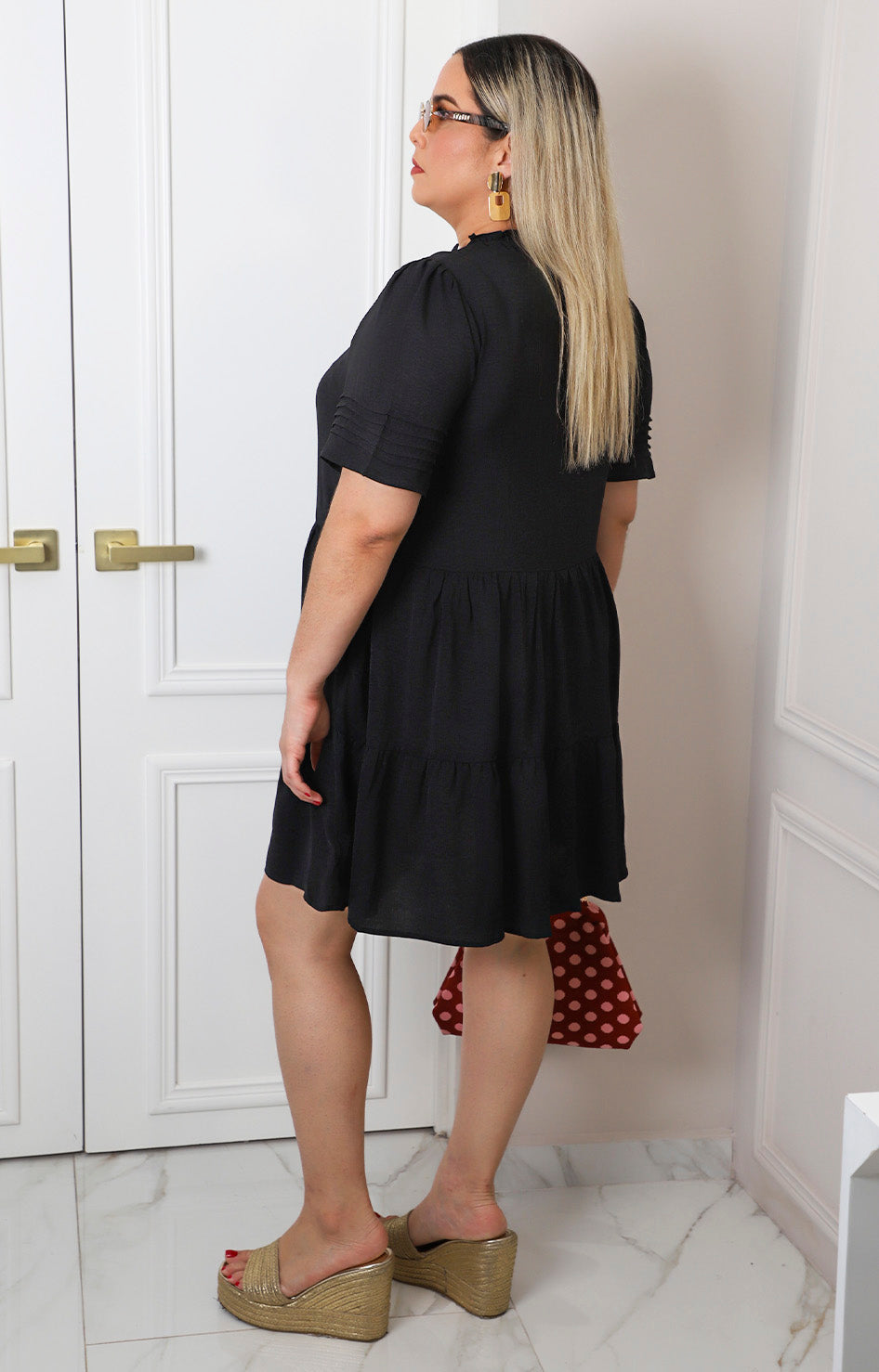 Vestido corto babydoll con olán