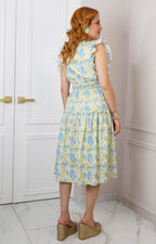 Vestido midi floral con olanes