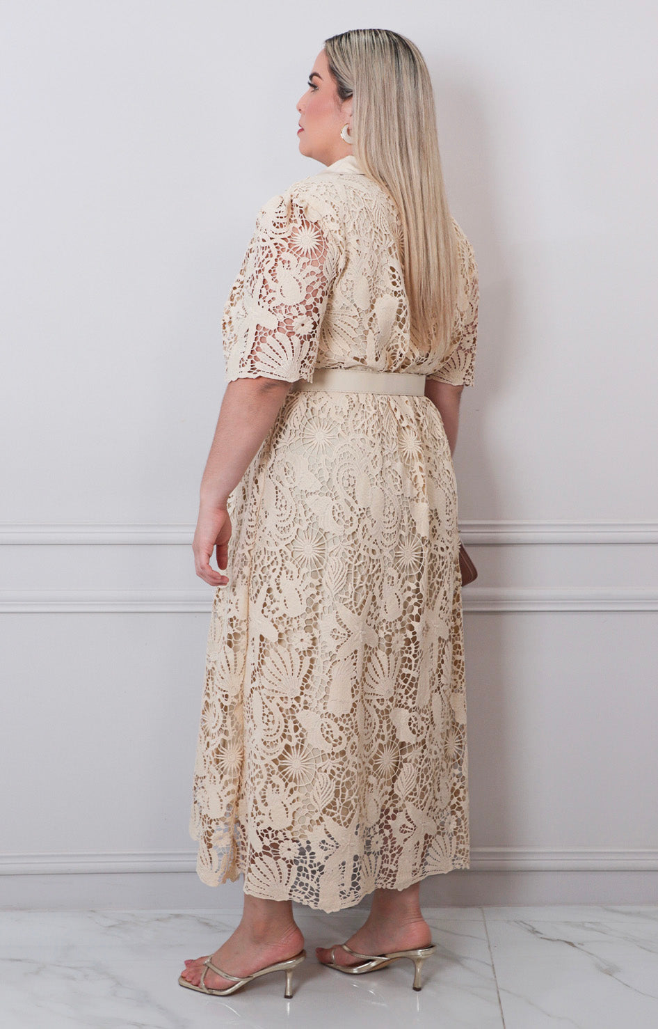 Vestido de guipiur con cinturòn - VESTIDO LARGO CURVY Boutiquemirel 