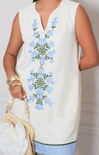 Vestido beige con bordado - VESTIDO CORTO REGULAR Boutiquemirel 