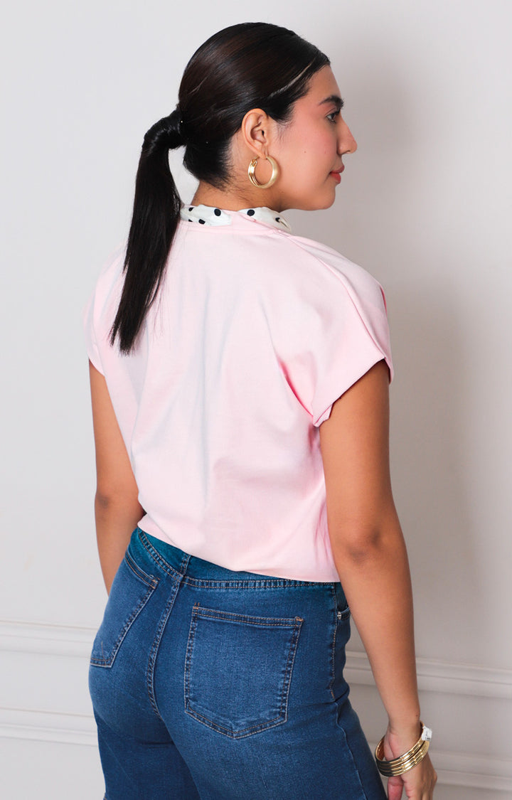 Blusa rosa con pañuelo - BLUSAS REGULAR Boutiquemirel 