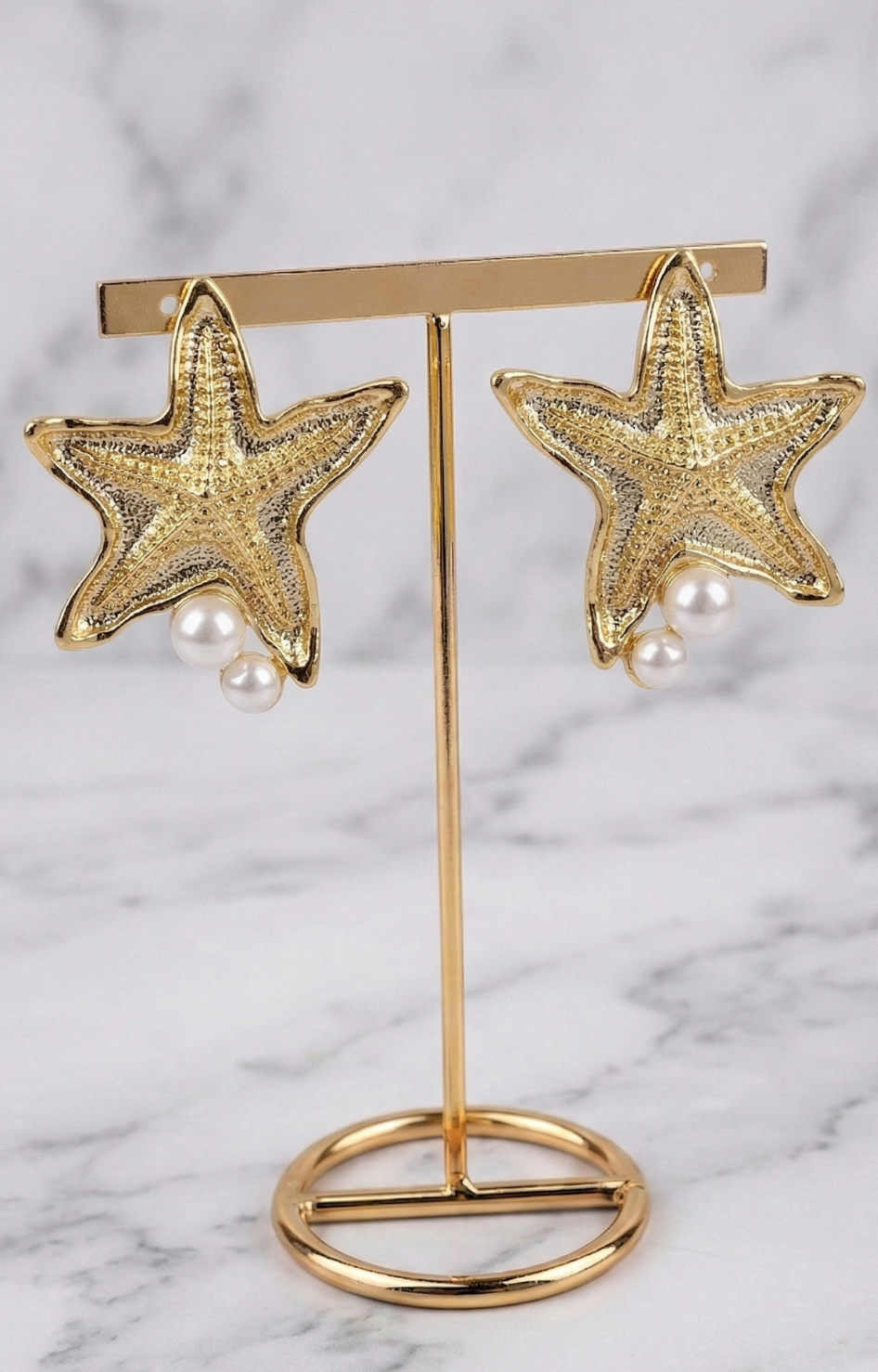 Aretes estrella dorados con perlas - ARETES Boutiquemirel 