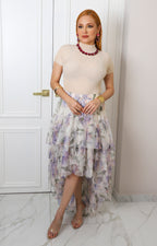 Falda beige con estampado floral