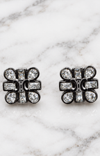 Aretes de broquel cuadrados con cristales