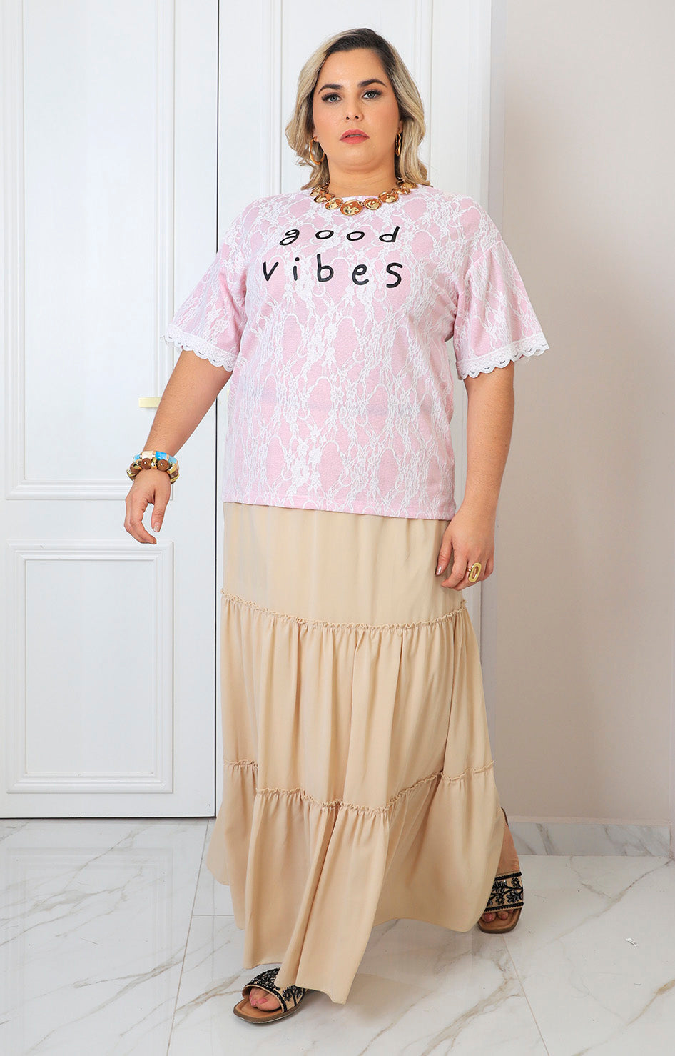 Blusa estampada good vibes