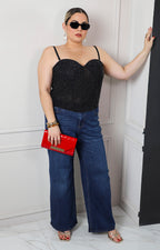 Bustier negro con aplicaciones de brillos