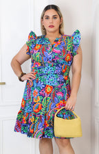 Vestido con estampado floral y olanes