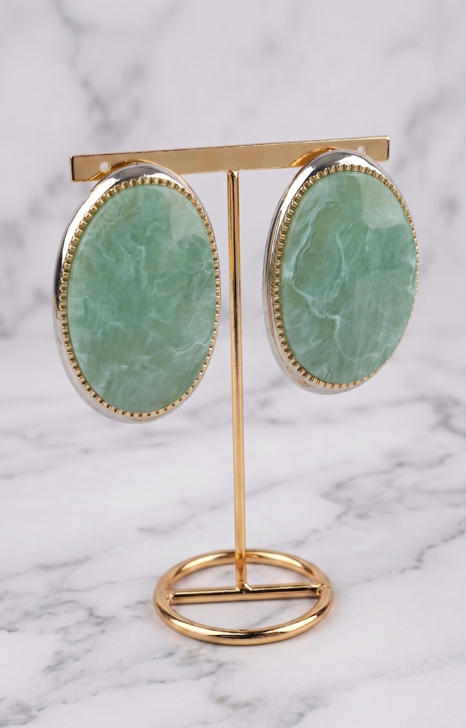 Aretes ovalados efecto mármol - ARETES Boutiquemirel 
