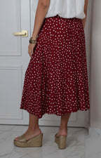 Falda vino con polka dots y cinturón