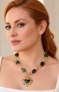 Collar de piedra natural verde jade Boutiquemirel con cuentas pulidas y diseño elegante