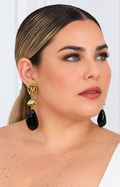 Aretes colgantes con gota negra