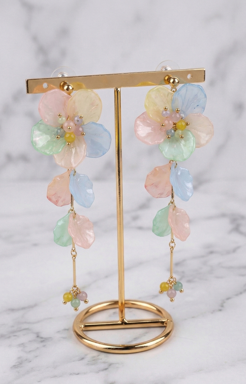 Aretes Colgantes de Flor Multicolor - ARETES Boutiquemirel 