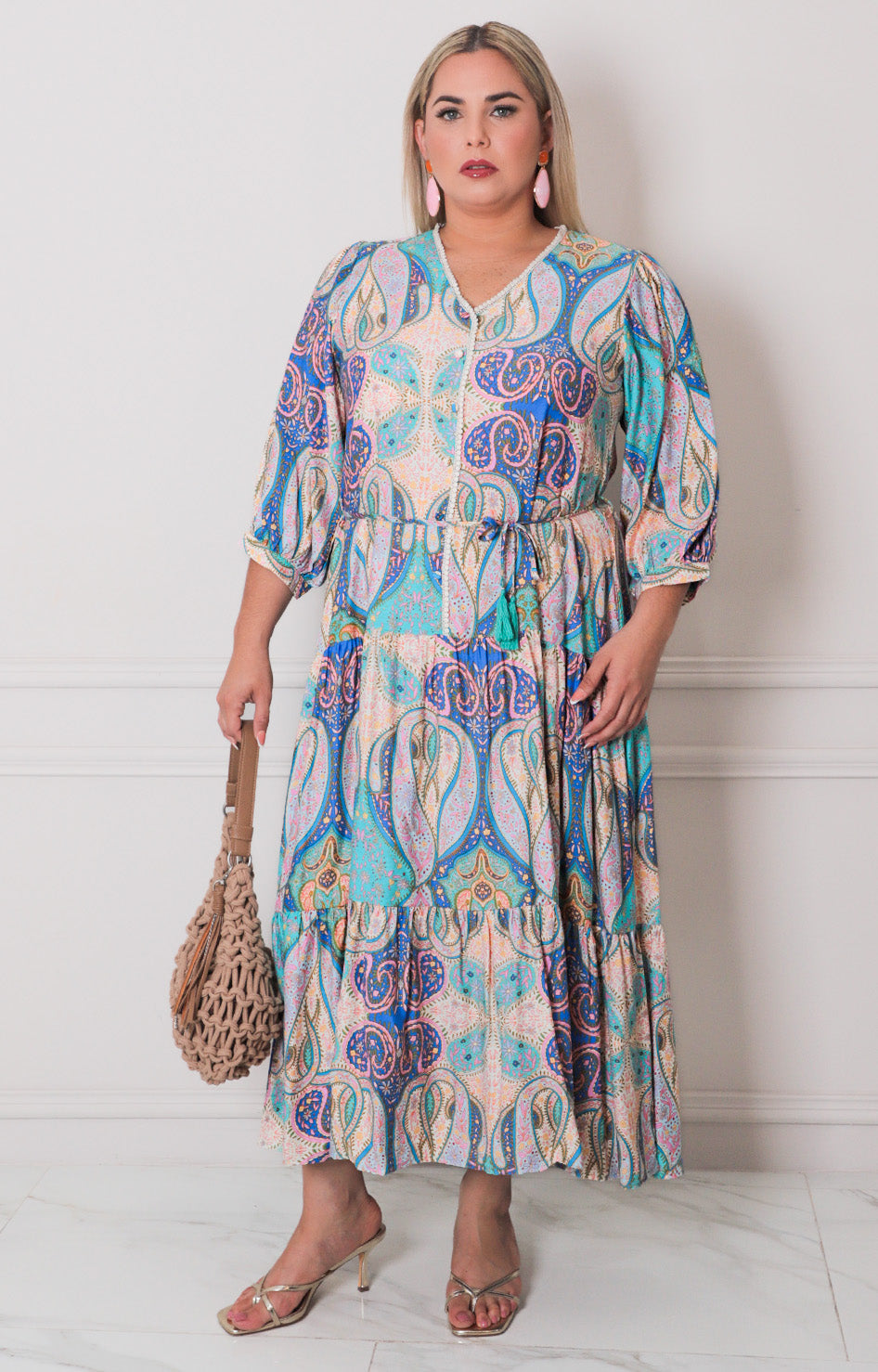 Vestido estampado con lazo - VESTIDO LARGO CURVY Boutiquemirel 