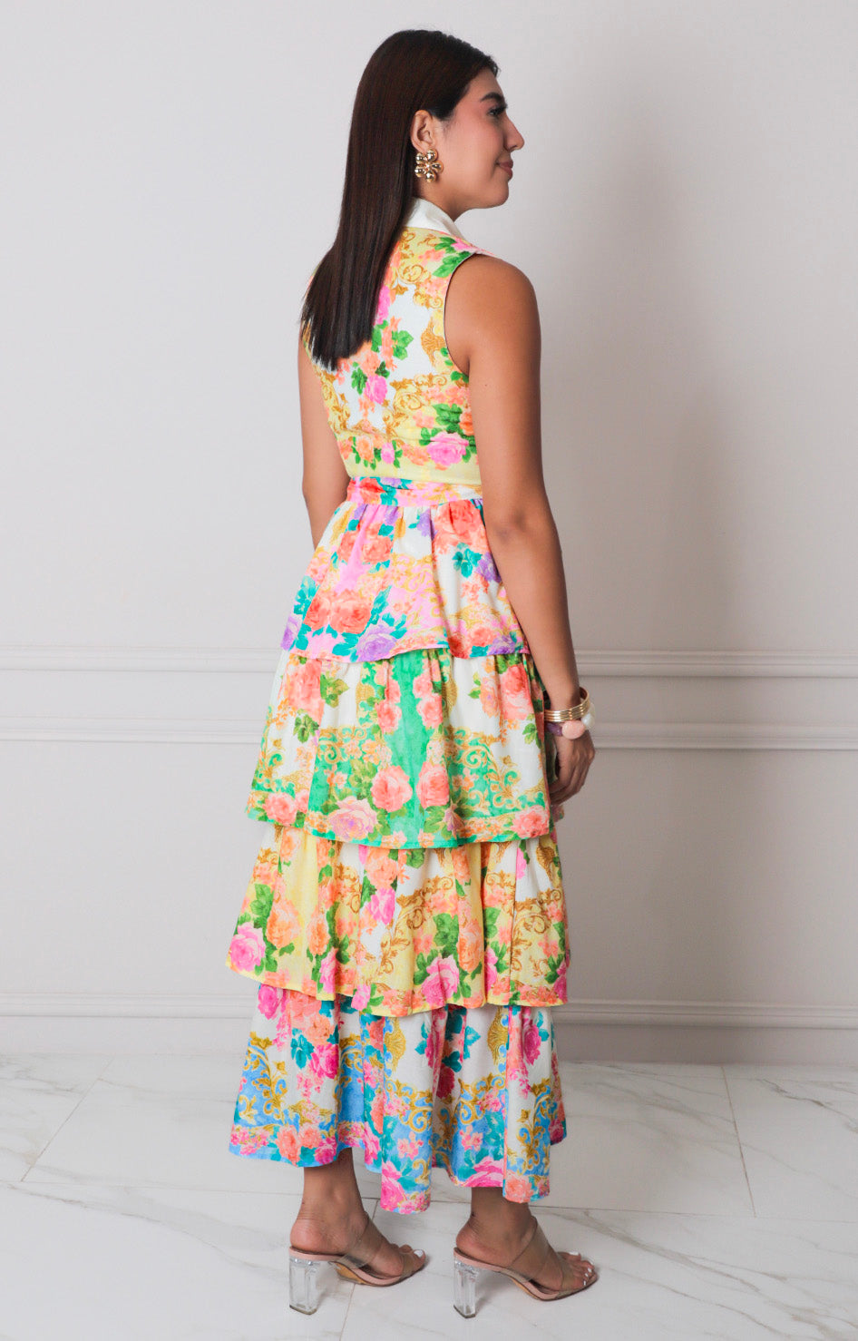 Vestido estampado con volantes - VESTIDO LARGO REGULAR Boutiquemirel 