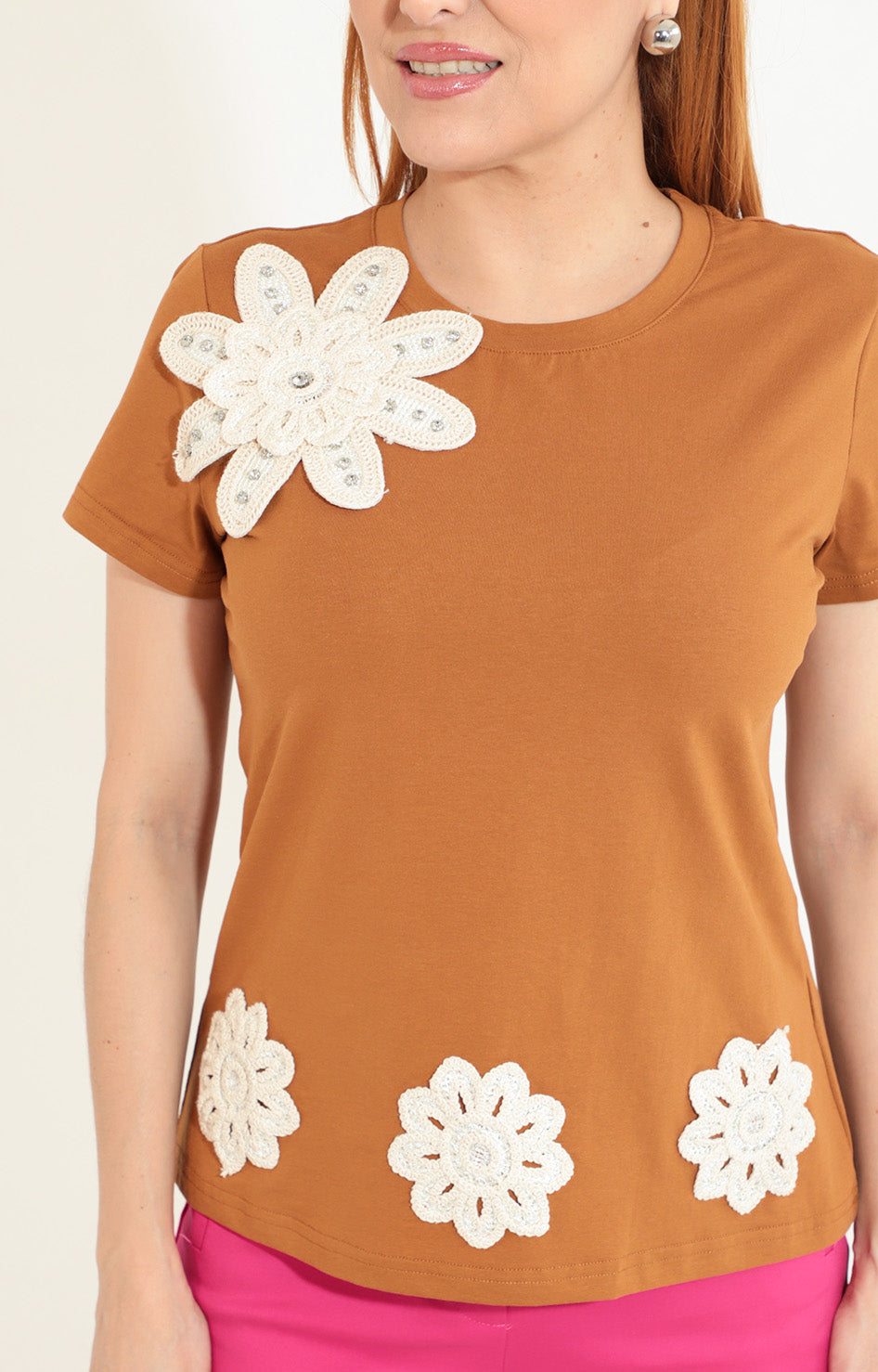 Blusa café con flor - BLUSA Boutiquemirel 