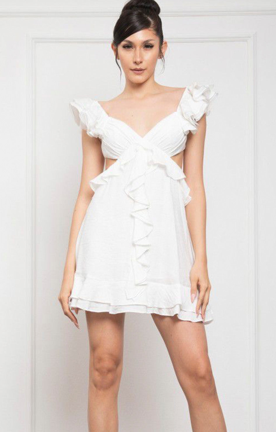 V*1-26*ROSEVELVET*RVD6057*BLANCO - VESTIDO CORTO REGULAR Boutiquemirel 