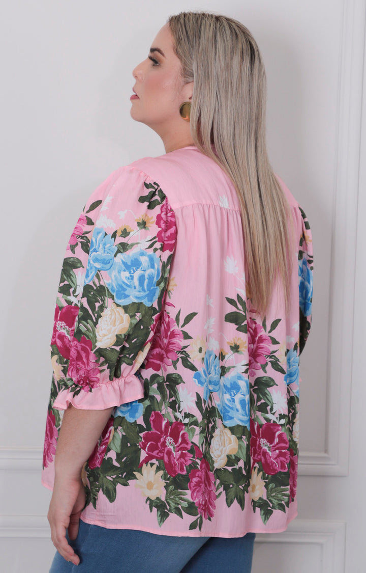 Blusa de flores con bordado - BLUSAS CURVY Boutiquemirel 