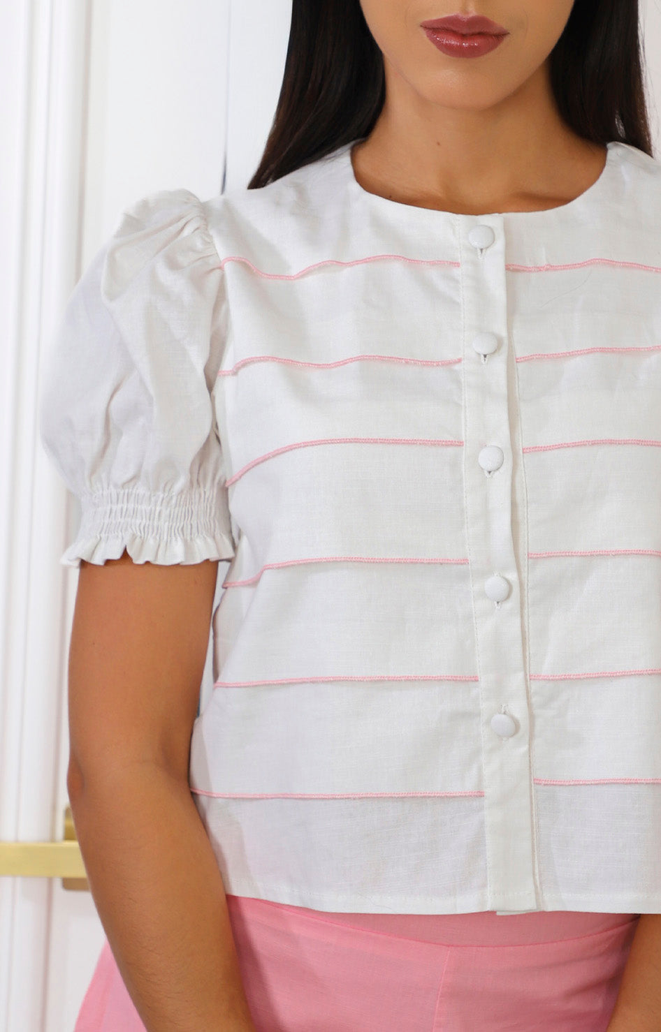 Conjunto rosa de rayas