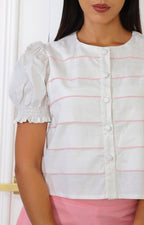 Conjunto rosa de rayas