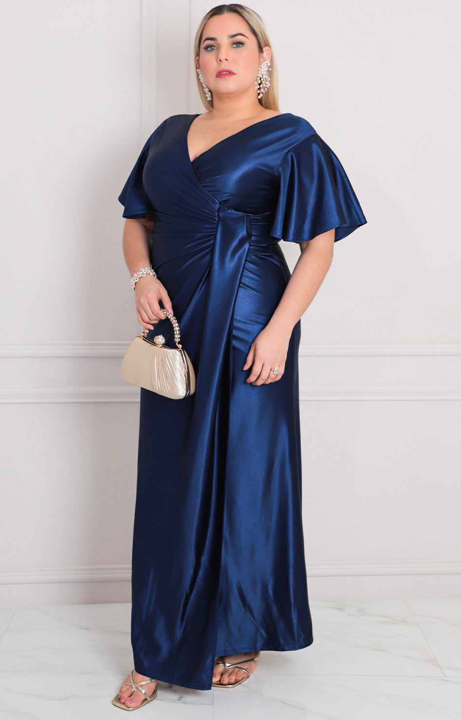 Vestido azul con fruncido - VESTIDO LARGO REGULAR Boutiquemirel 