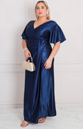 Vestido azul con fruncido - VESTIDO LARGO REGULAR Boutiquemirel 