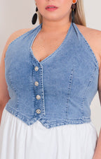 Vestido blanco halter - VESTIDO LARGO CURVY Boutiquemirel 