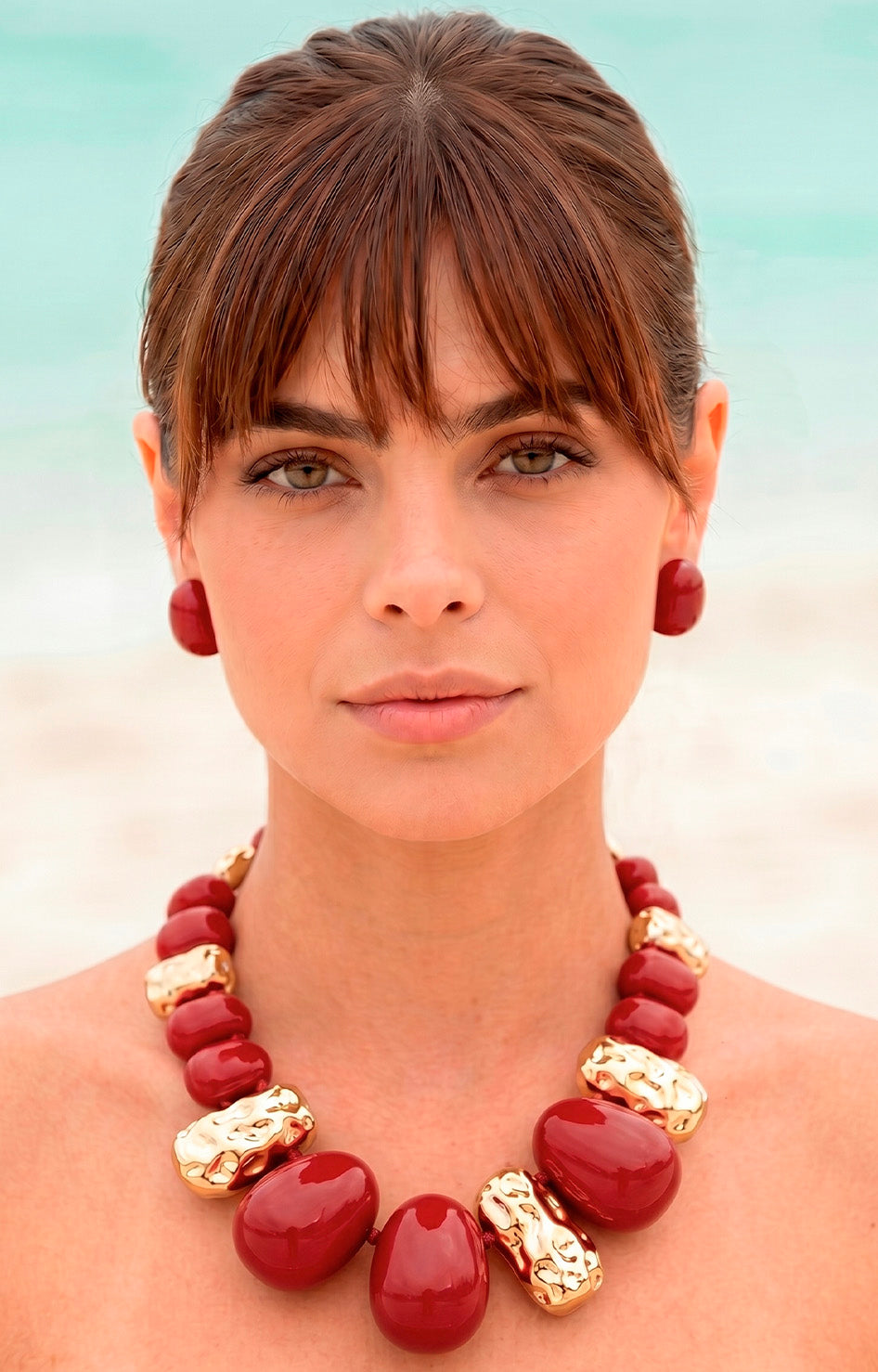 Set de collar y aretes de cuentas grandes - SET COLLAR Boutiquemirel 