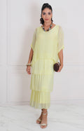 Vestido liso con volantes