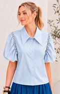Blusa con manga tipo globo - BLUSAS REGULAR Boutiquemirel 