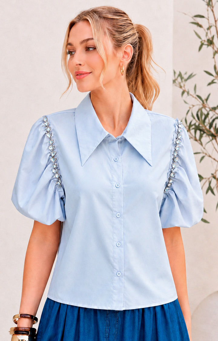 Blusa con manga tipo globo - BLUSAS REGULAR Boutiquemirel 