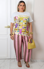 Blusa con estampado geométrico y amarres