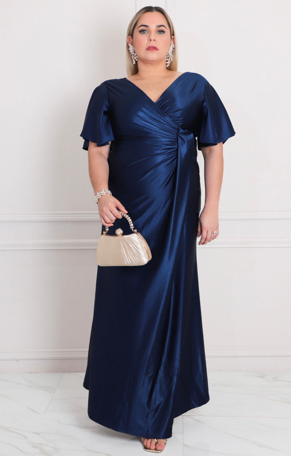 Vestido azul con fruncido - VESTIDO LARGO REGULAR Boutiquemirel 