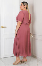 Vestido midi plisado cruzado