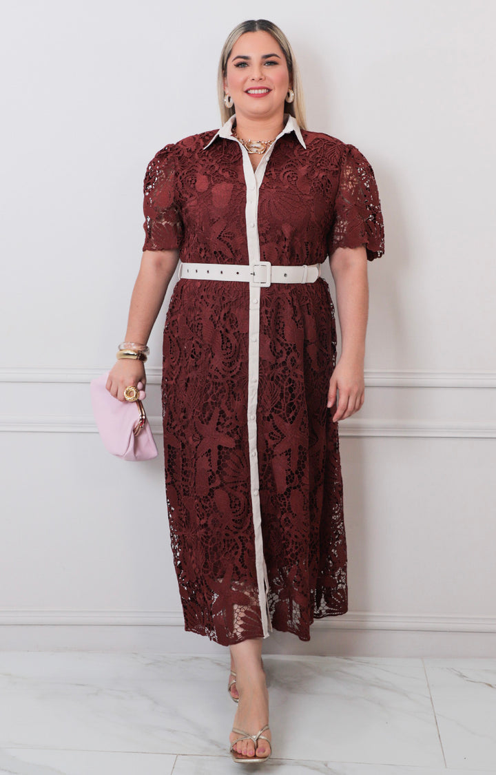 Vestido cafè de guipiur - VESTIDO LARGO CURVY Boutiquemirel 