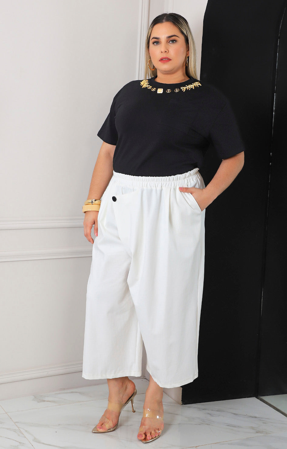 Pantalón culotte blanco