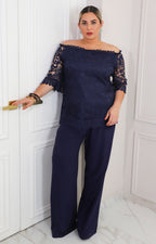 Blusa azul marino de guipiur