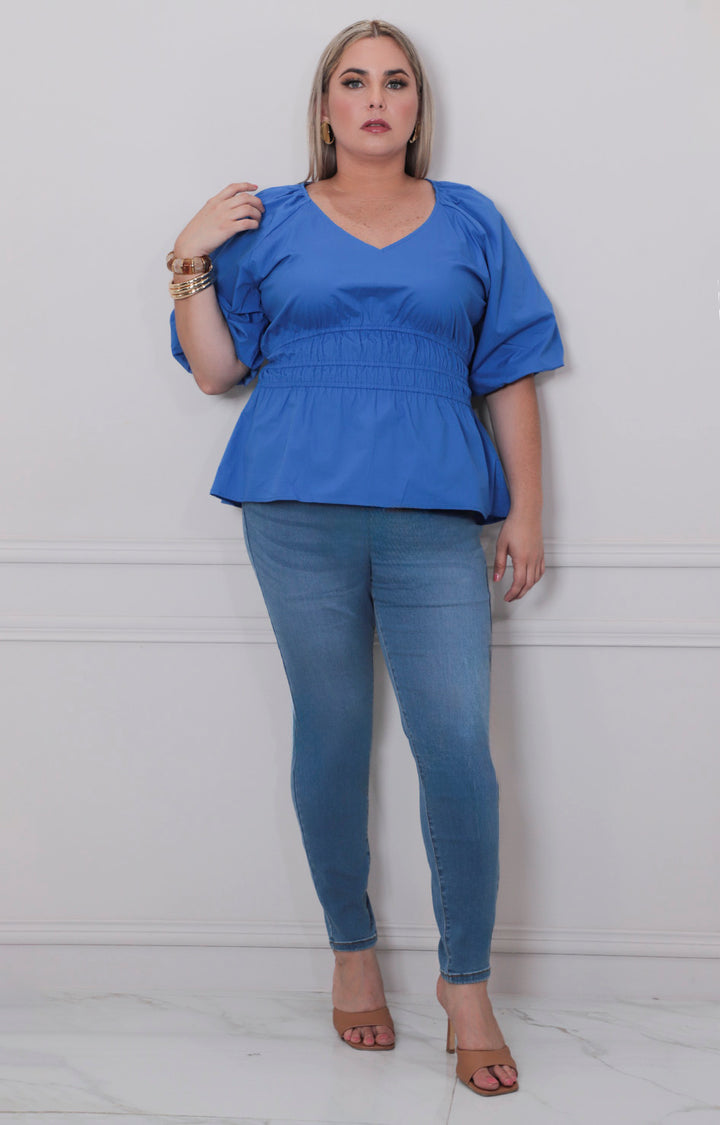 Blusa lisa con elàstico - BLUSAS CURVY Boutiquemirel 