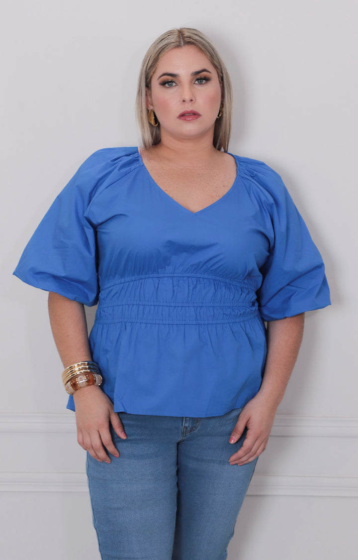 Blusa lisa con elàstico - BLUSAS CURVY Boutiquemirel 