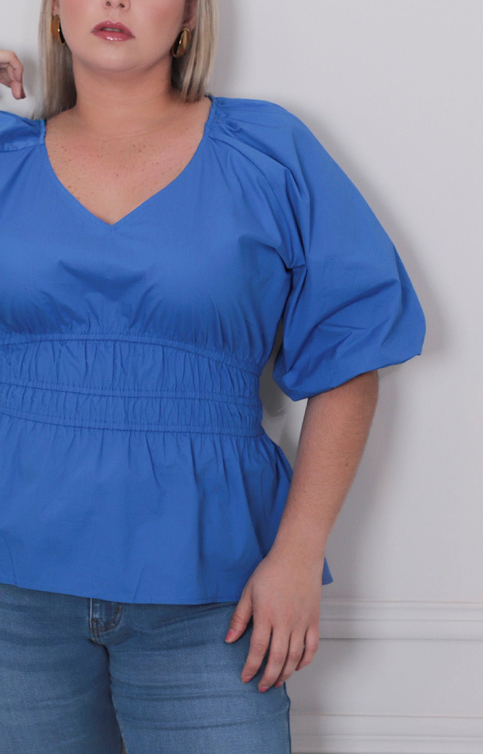 Blusa lisa con elàstico - BLUSAS CURVY Boutiquemirel 