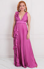 Vestido morado con olanes - VESTIDO LARGO REGULAR Boutiquemirel 