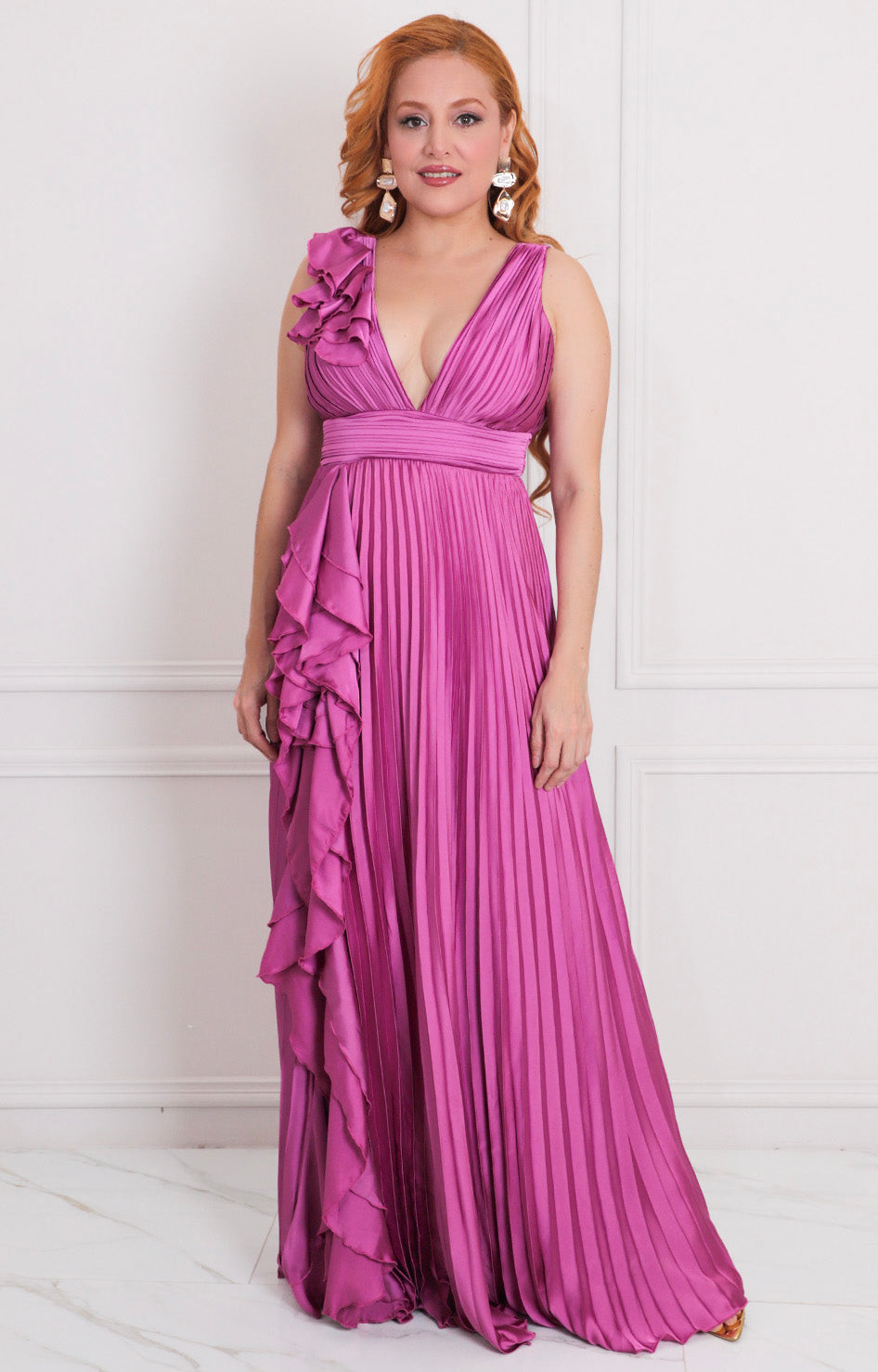 Vestido morado con olanes - VESTIDO LARGO REGULAR Boutiquemirel 
