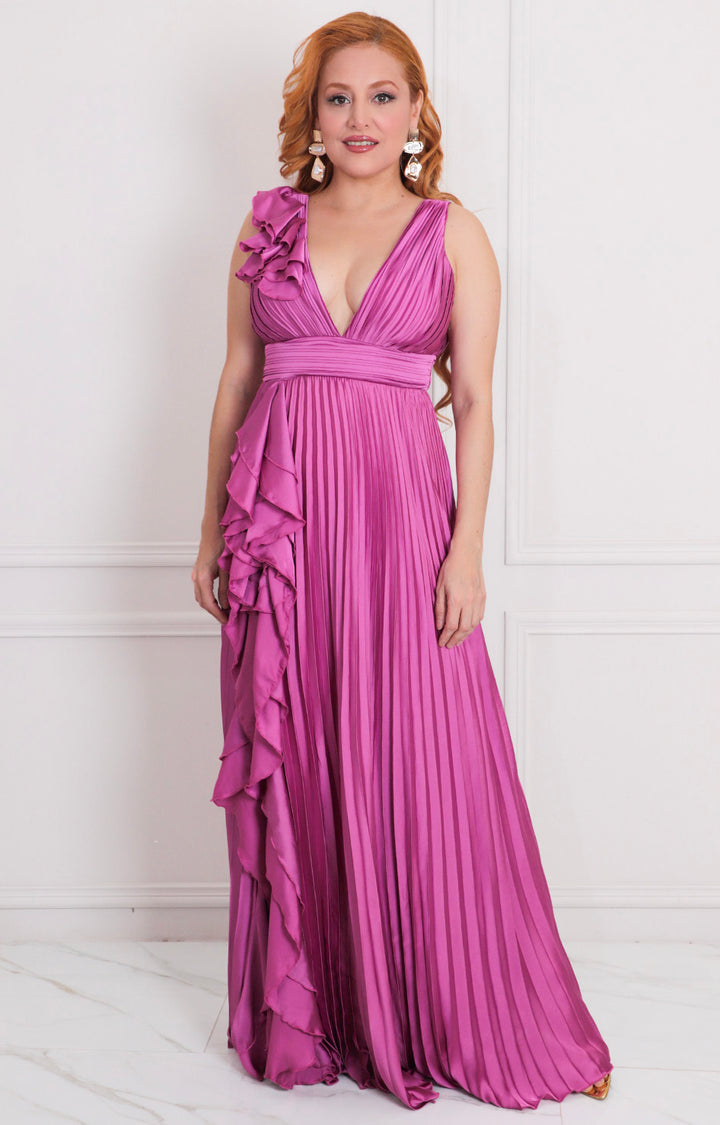 Vestido morado con olanes - VESTIDO LARGO REGULAR Boutiquemirel 