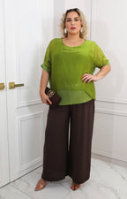 Blusa de seda de manga corta