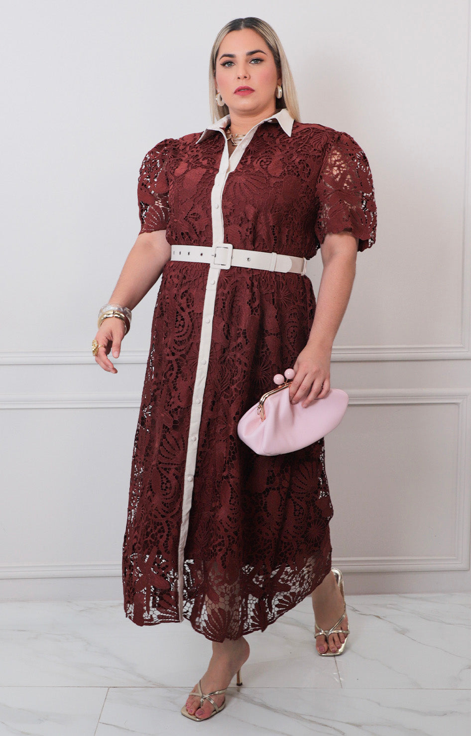 Vestido cafè de guipiur - VESTIDO LARGO CURVY Boutiquemirel 
