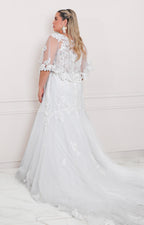 Vestido blanco con tul y encaje - VESTIDO LARGO CURVY Boutiquemirel 