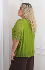 Blusa de seda de manga corta
