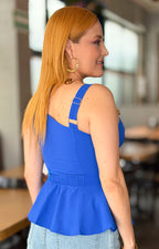 Blusa peplum asimétrica con broche dorado - BLUSAS REGULAR Boutiquemirel 