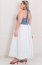 Vestido blanco halter - VESTIDO LARGO CURVY Boutiquemirel 