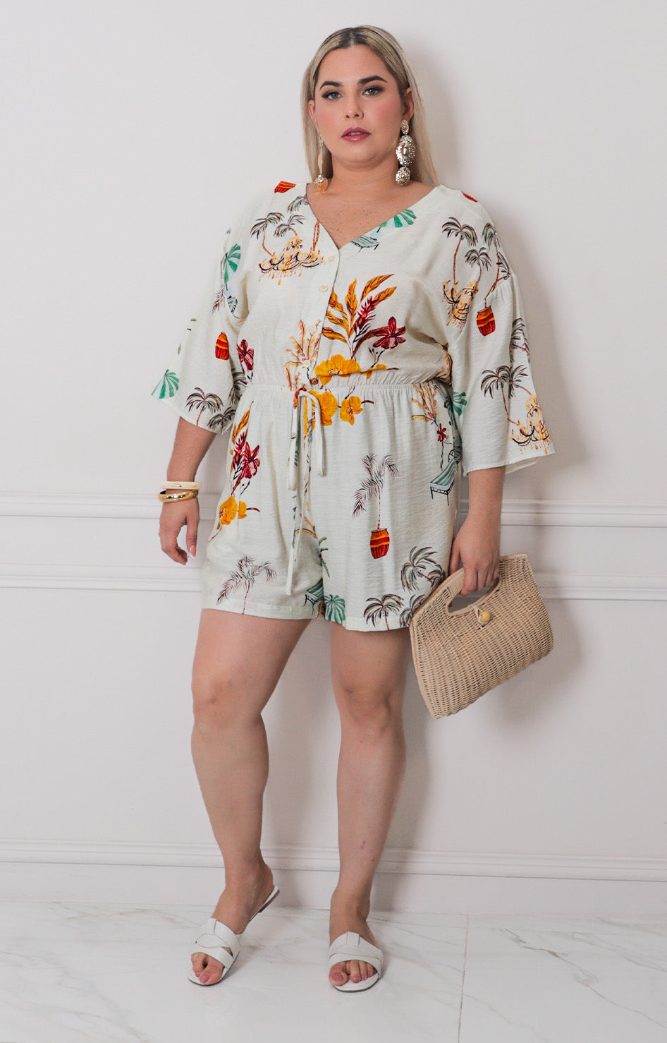 Palazzo beige estampado - PALAZZO CORTO CURVY Boutiquemirel 