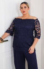 Blusa azul marino de guipiur